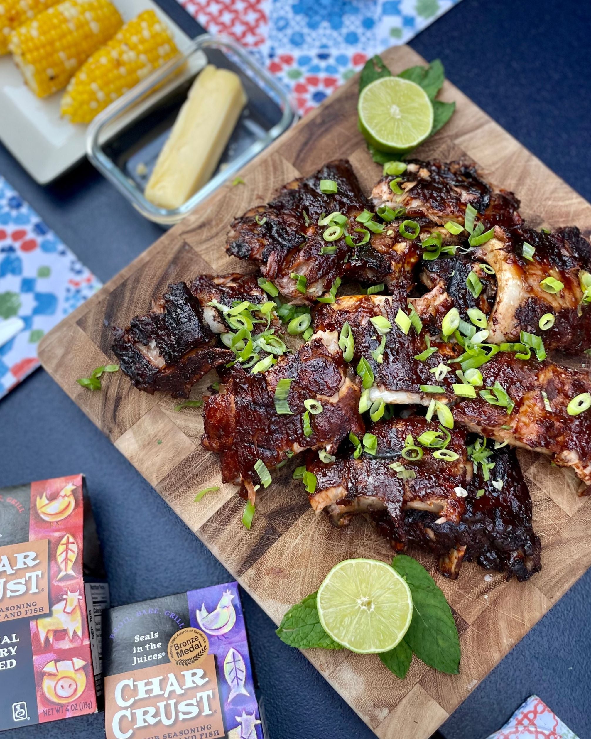 Char Crust dry-rub seasoning on BBQ ribs. Great pork rub, beef rub, chicken rub. Amazin' Cajun rub was used.