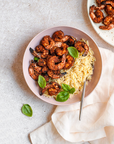 Char Crust® Amazin' Cajun dry-rub seasoning on shrimp and grits. Used in this picture as a fish rub but also good as a chicken rub, beef rub and pork rub.