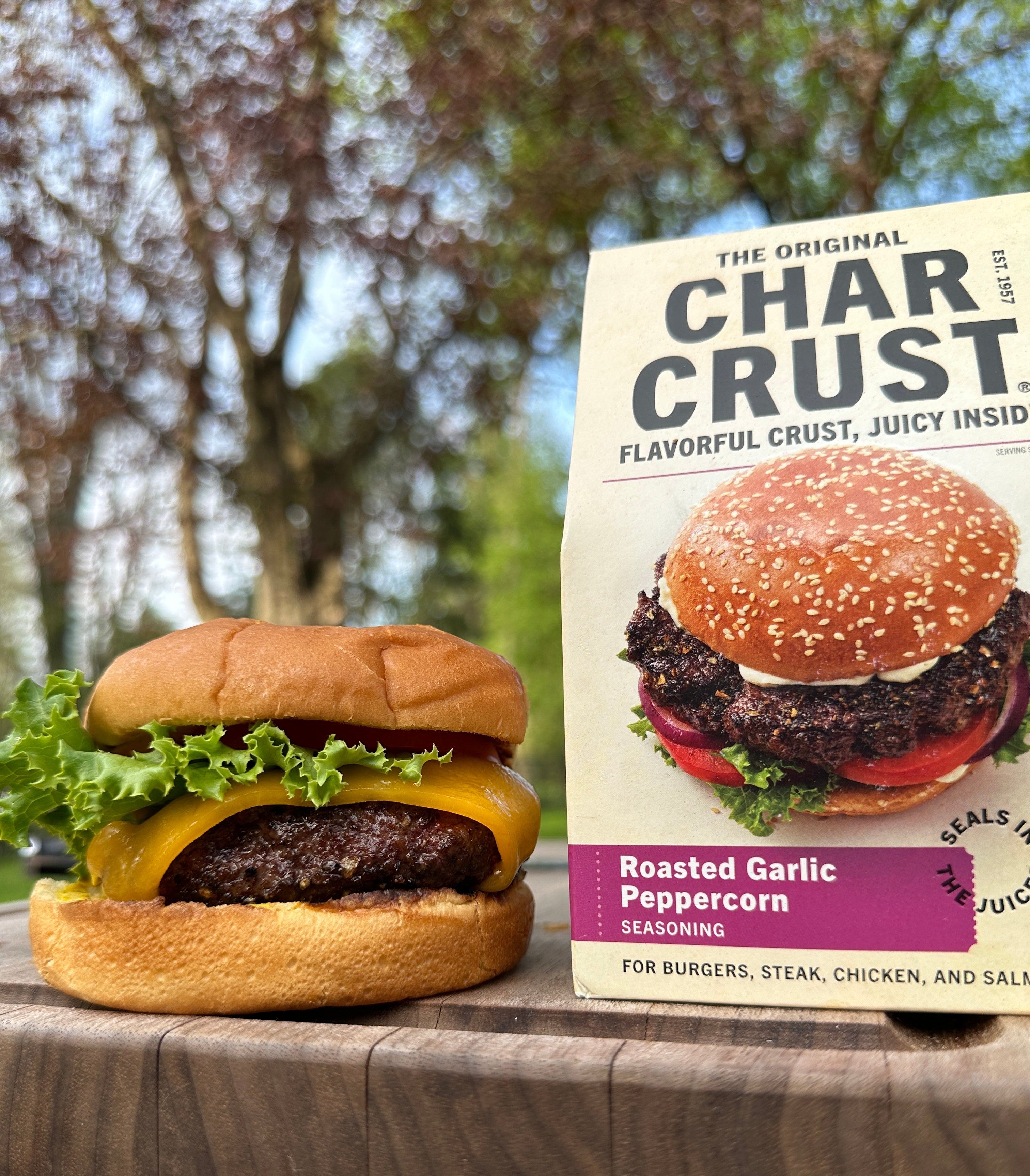 Steakhouse Burgers with Char Crust Roasted Garlic Peppercorn