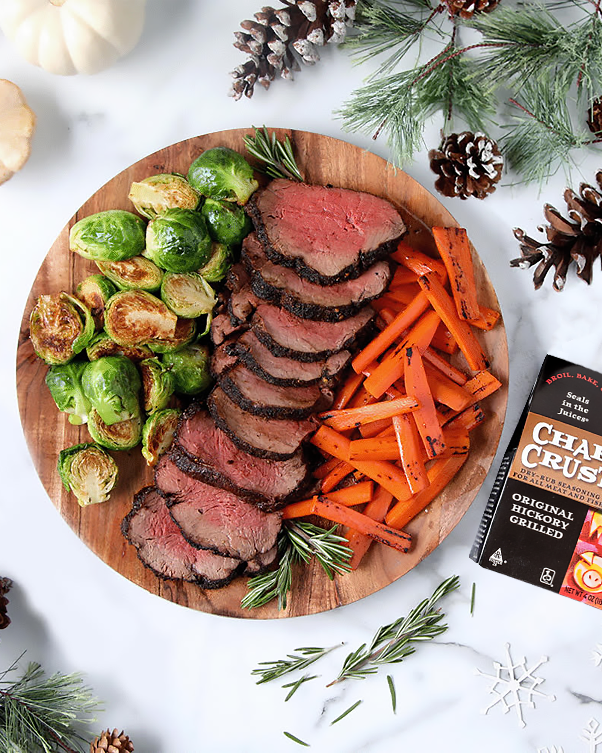 Char Crust Original Hickory Grilled Holiday Tenderloin. Perfectly crusted steak, with juicy, flavorful inside.